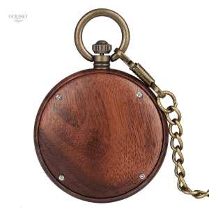 Élégante montre à gousset en bois masculin
