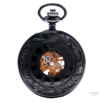 Montre à gousset squelette noire ancienne