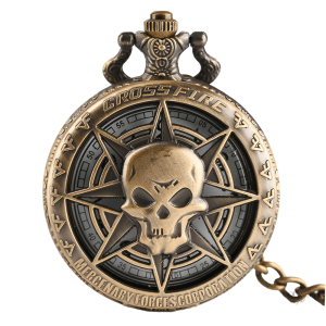 Montre à gousset homme avec design tête de mort