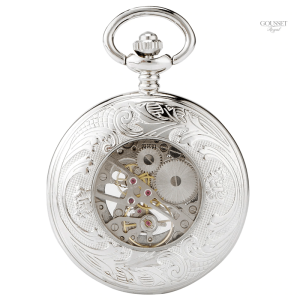 Montre à gousset vintage en argent avec motifs gravés