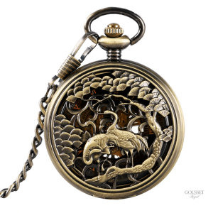 Montre à gousset femme oiseaux japonais élégante