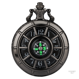 Montre à gousset homme avec boussole intégrée