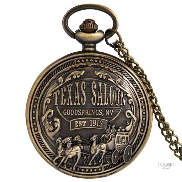 Montre à gousset homme Texas Saloon élégante et vintage