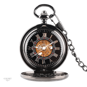 Accessoire féminin chic : montre à gousset noire