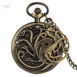Montre à gousset homme avec design de dragon légendaire