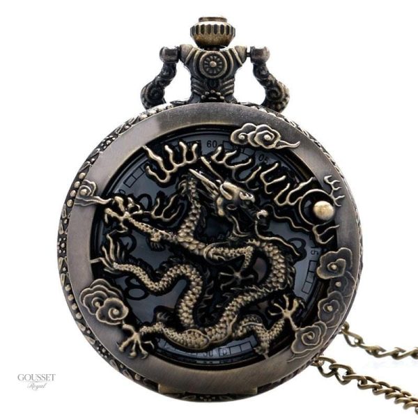 Montre à gousset homme dragon japonais