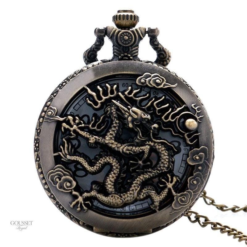 Montre à gousset homme dragon japonais