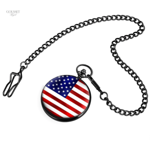 Montre vintage homme, design drapeau américain