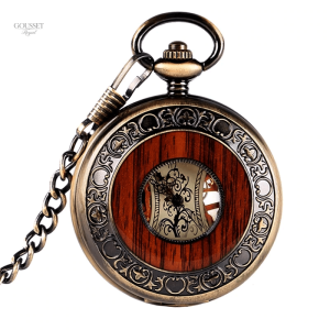 Montre à gousset ancienne avec couvercle en bois