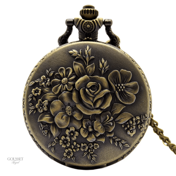Montre à gousset femme ornée d'une rose élégante