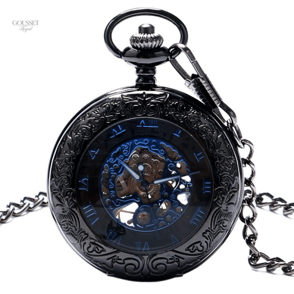 Montre à gousset ancienne bleu céleste