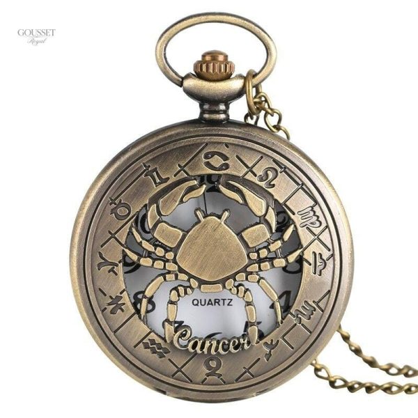 Montre à gousset homme Cancer en acier inoxydable