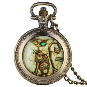 Montre à gousset femme avec design de chat