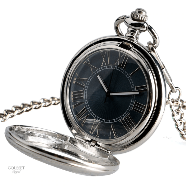 Montre de poche classique en argent, style raffiné