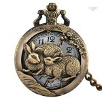 Montre à gousset femme lapin blanc élégante