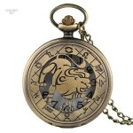 Montre à gousset homme avec motif de lion