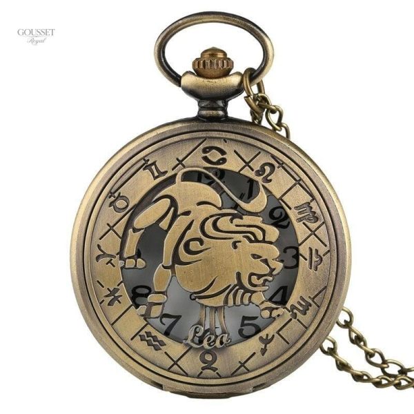 Montre à gousset homme avec motif de lion