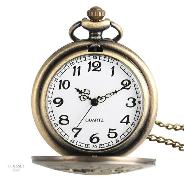 Montre à gousset avec design de lion pour homme