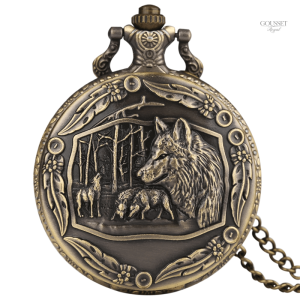 Montre à gousset homme loup élégante et vintage