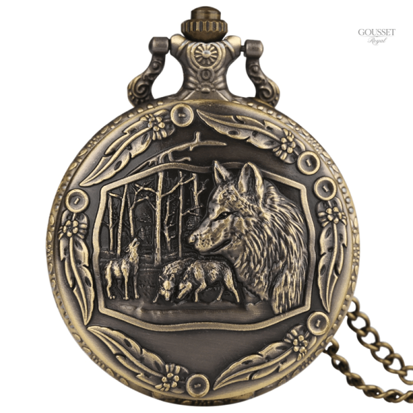 Montre à gousset homme loup élégante et vintage