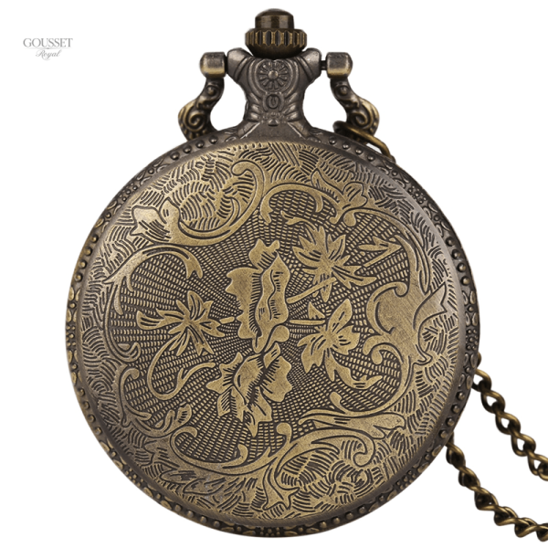 Montre à gousset avec motif de loup pour homme