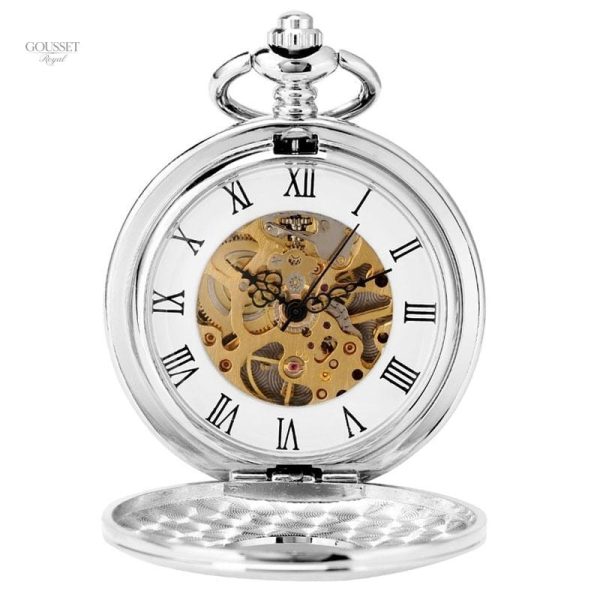 Montre à gousset vintage avec mécanisme visible