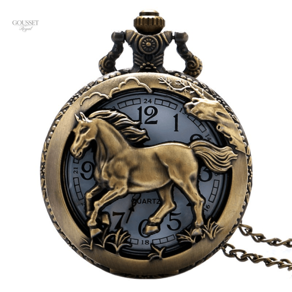 Montre à gousset femme cheval sauvage