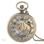 Montre à gousset élégante avec motif taureau