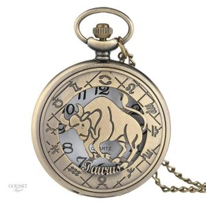 Montre à gousset élégante avec motif taureau