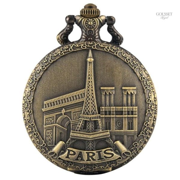 Montre à gousset femme avec motif Tour Eiffel
