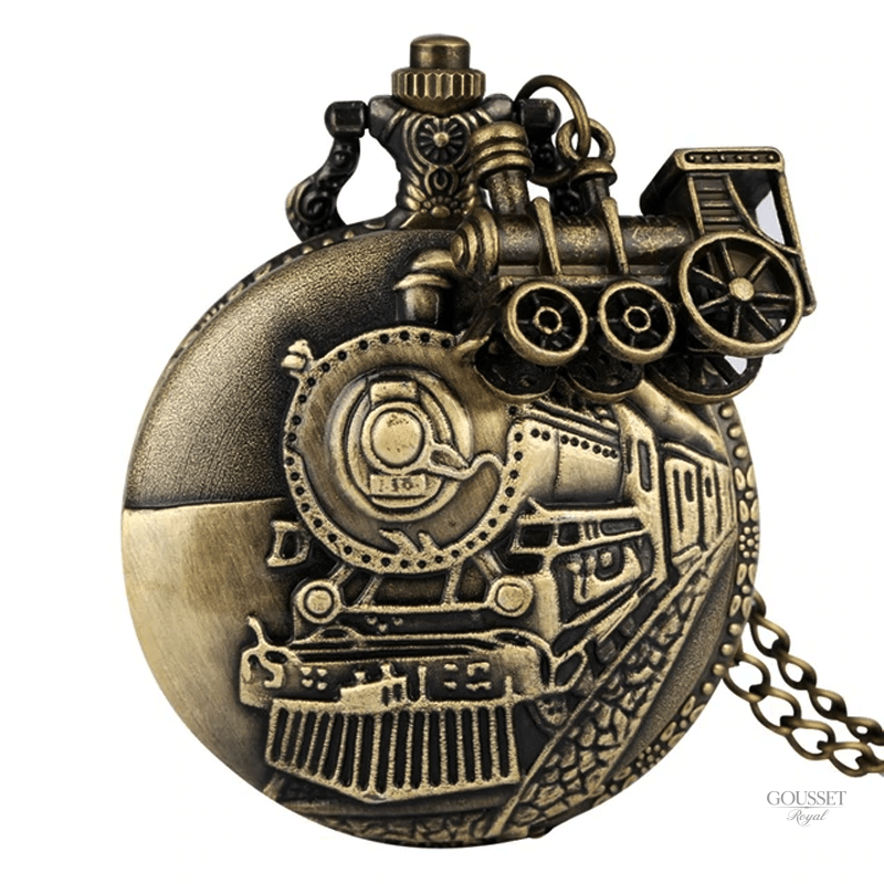 Montre à gousset homme style train