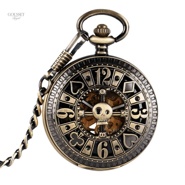 Montre à gousset homme thème poker