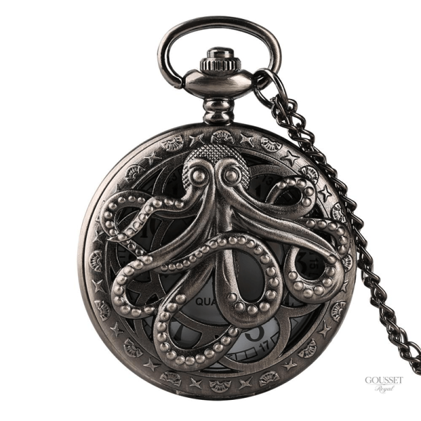 Montre à gousset homme pieuvre design élégant