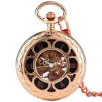 Montre à gousset femme squelette or rose
