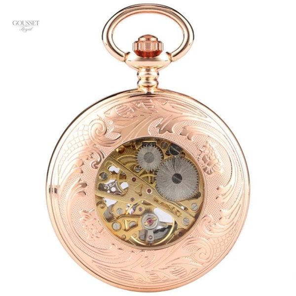 Montre squelette élégante pour femme en or rose