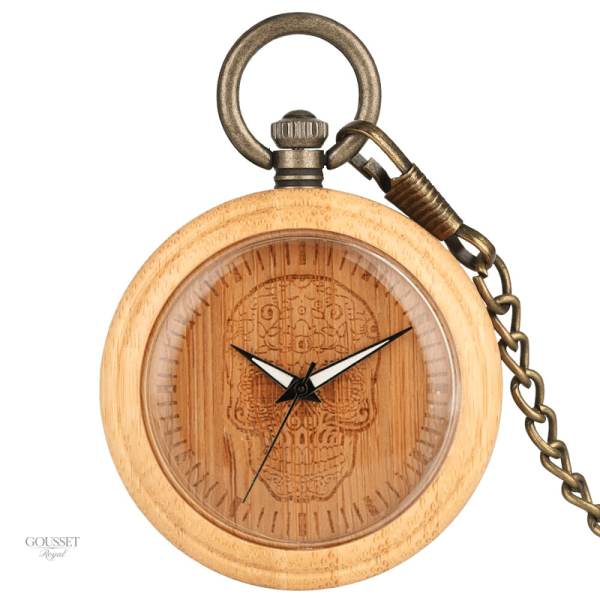 Montre à gousset homme tête de mort mexicaine