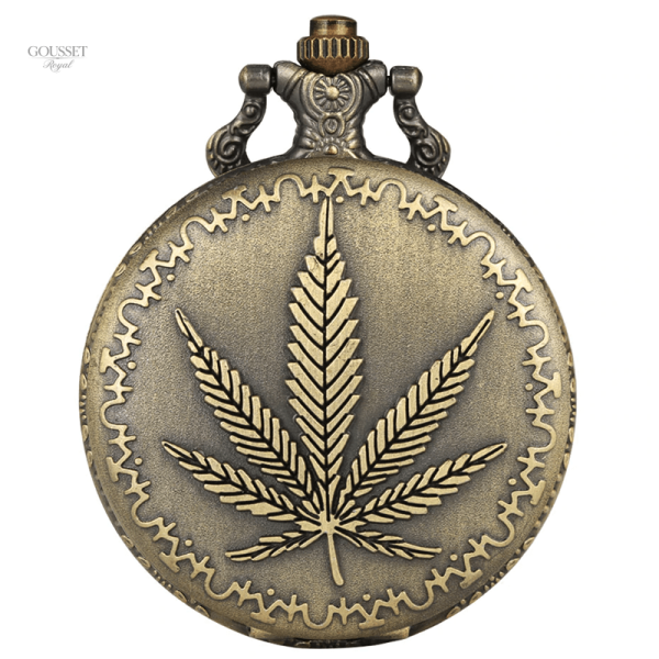 Montre à gousset homme design Weed