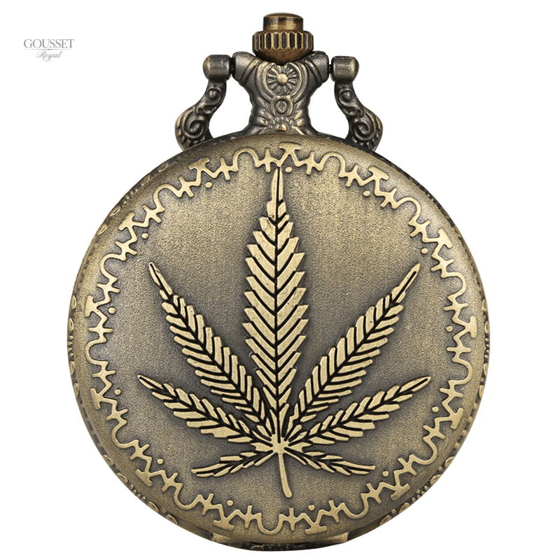 Montre à gousset homme design Weed